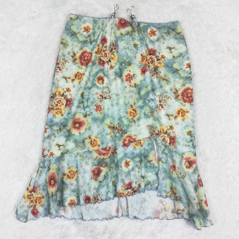 Vtg‎ Paris Blues Womens Skirt Knee Length Blue Floral Prairiecore Feminine L